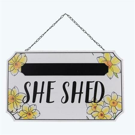 YOUNGS Wood She Shed Sign with Chalkboard Name Plate 72386